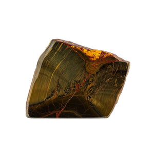 Rough Tiger Eye Slab with Cut Base and Polished Face with Large Gold Seam from Marra Mamba W.A 