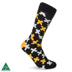 Image of Pius Tipungwuti Sock in black, yellow and white