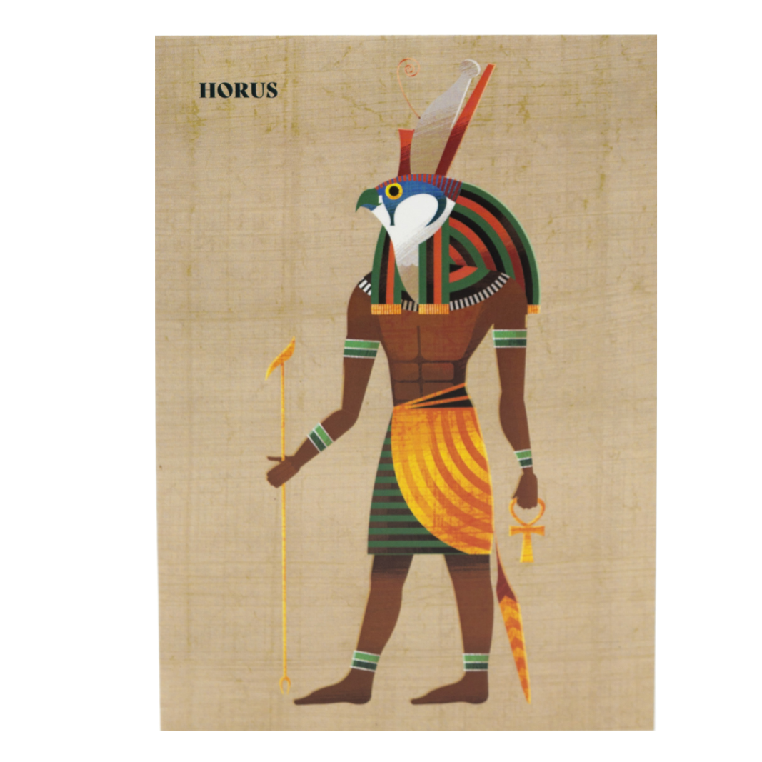 Horus, Egyptian deity, falcon-headed god of sky and kingship, protector, associated with pharaoh's power and cosmic order.