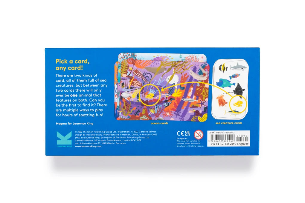 Back view image of packaging of game Who's Hiding in the Ocean?