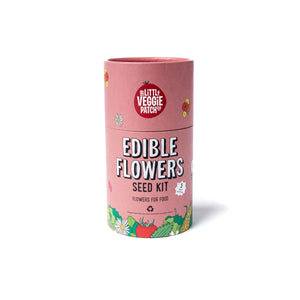 Image of edible flowers seed kit packaging in pink