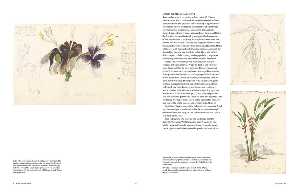 Image of two pages of book titled Botanical Sketch books by Helen and William Bynum