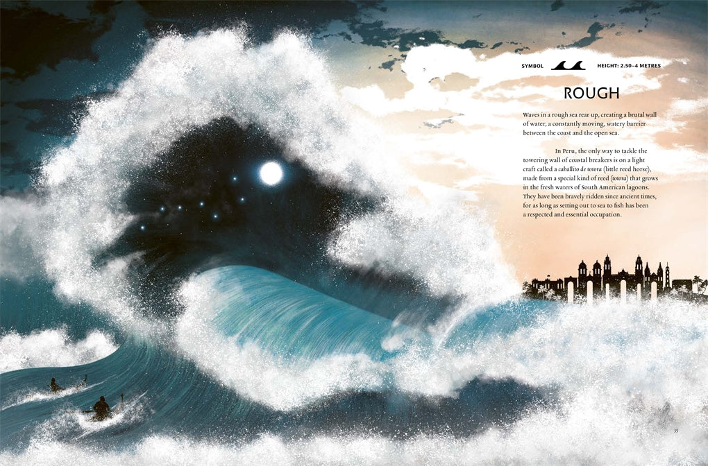 Image of page from book title Wave Atlas, everything you need to know about waves, written by Sarah Zambello and illustrated by Susy Zanella
