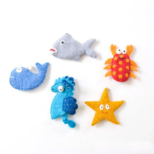 Image ocean and sea finger puppets on white background