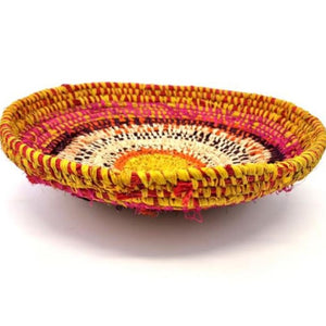 Tjanpi Desert Weaver Basket: Yellow and Red by Artist Lillian Inkamala
