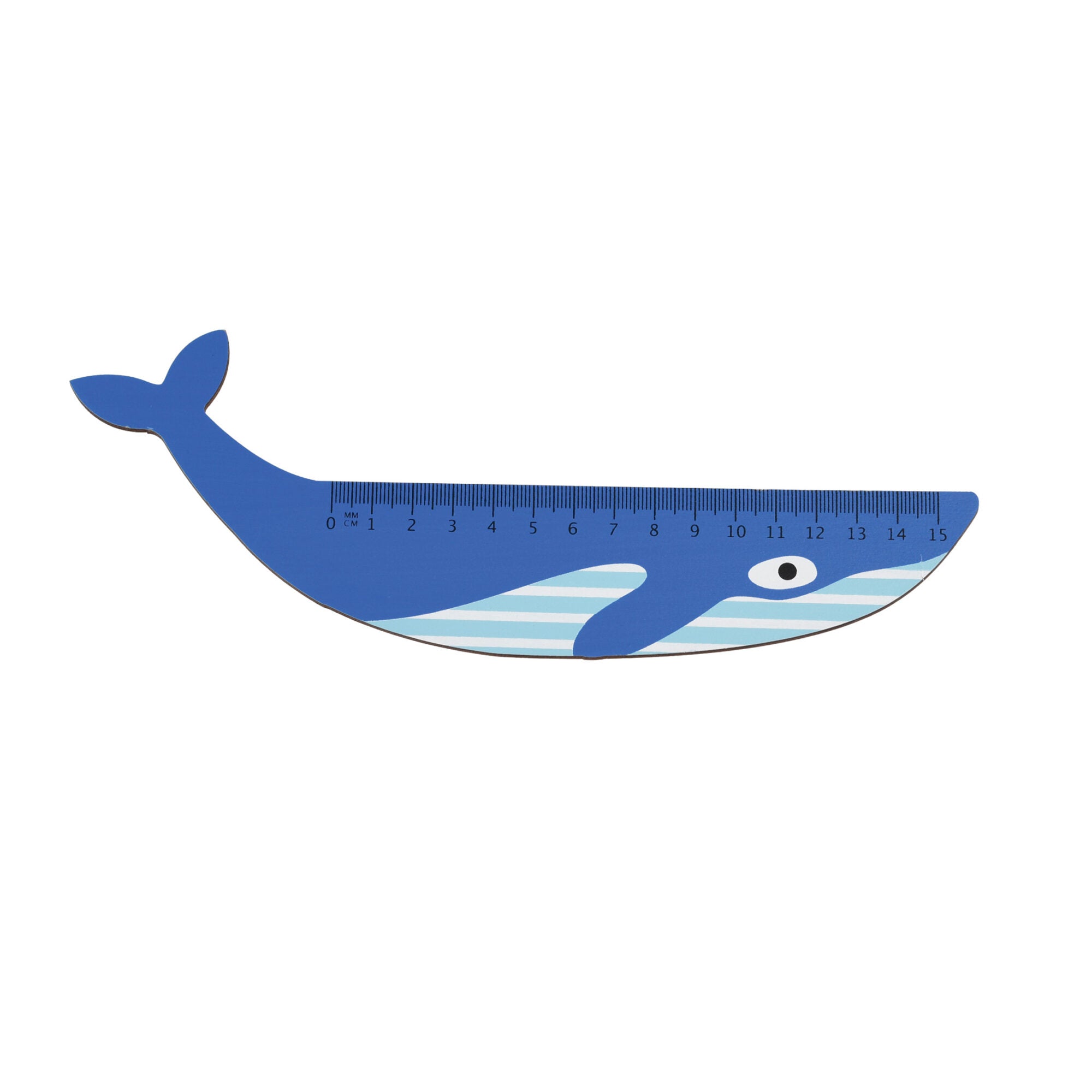 Top view image of blue whale wooden ruler