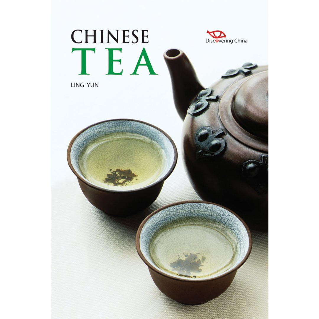 Image of front cover of book titled Chinese Tea showing brown tea pot and cups containing tea with black and green text. 