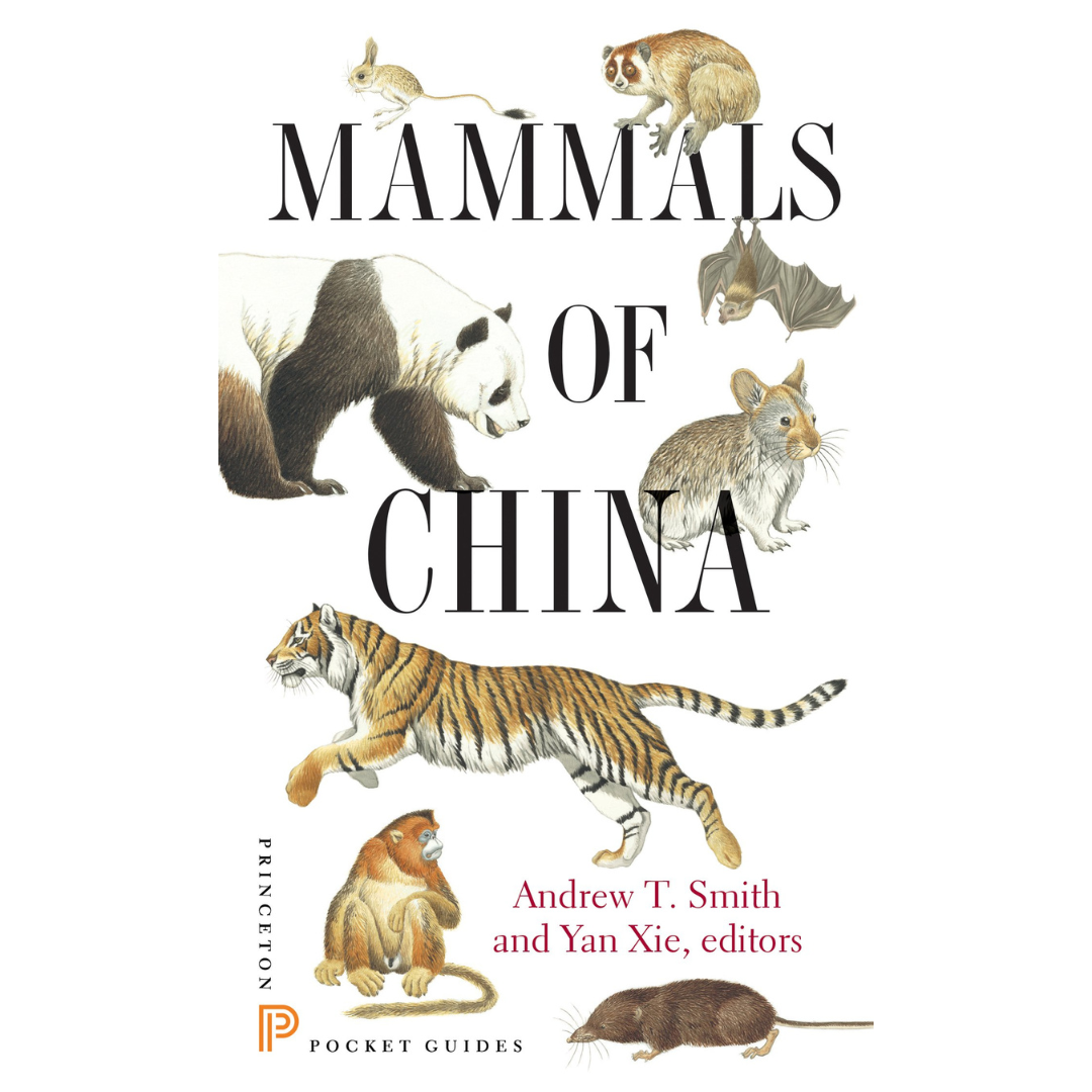 Image of front cover of book titled Mammals of China Cover, showing color illustrations of Chinese mammals on white background with black and red text.