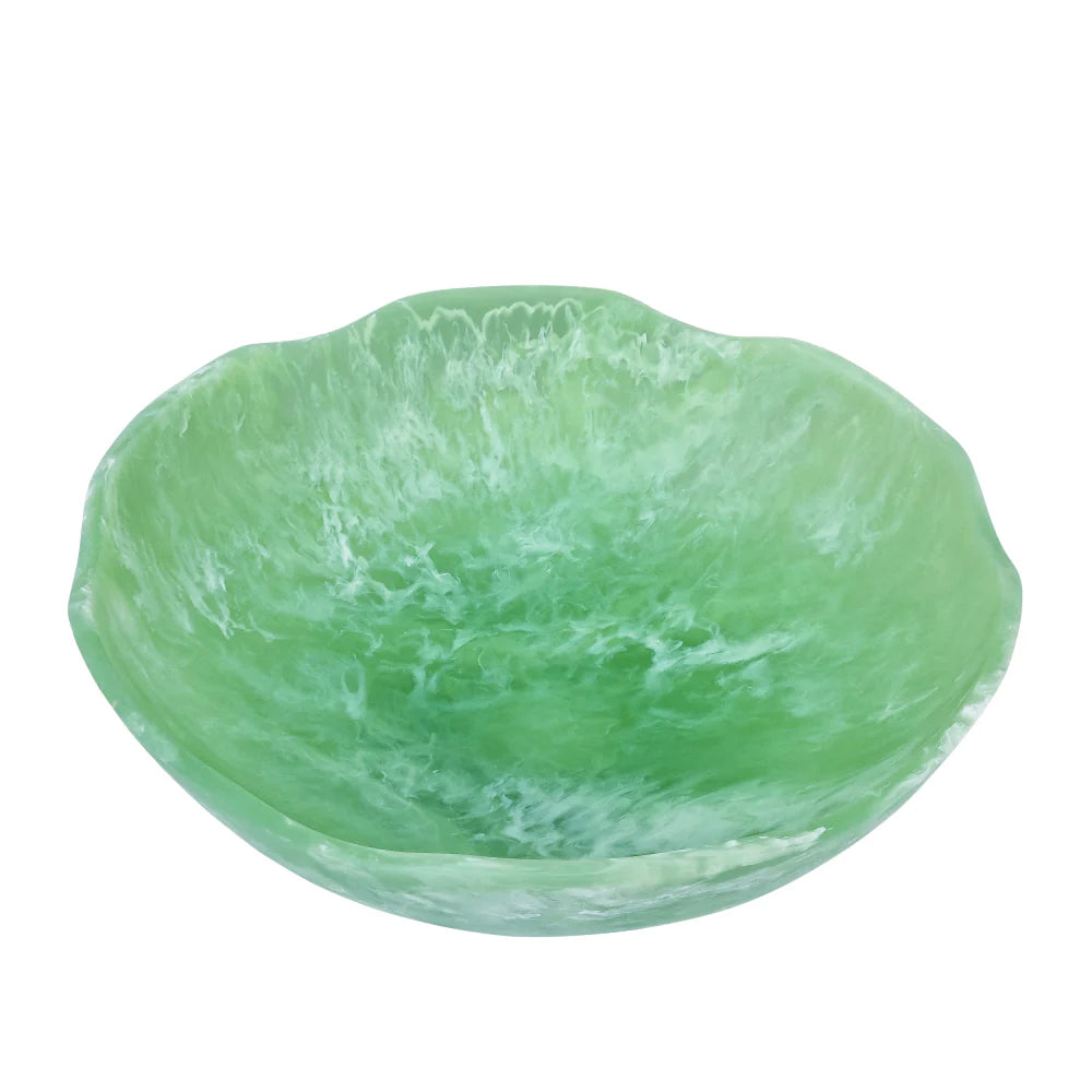 Top view image of resin salad bowl in peppermint green