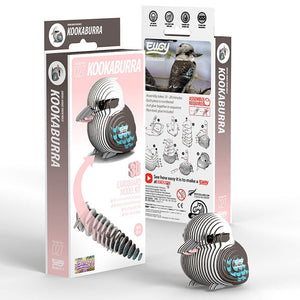 Side view image of EUGY Kookaburra and packaging on white background.