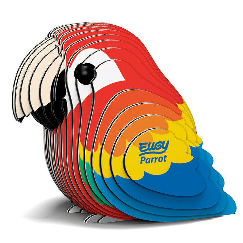 Side view image of EUGY Parrot on white background.