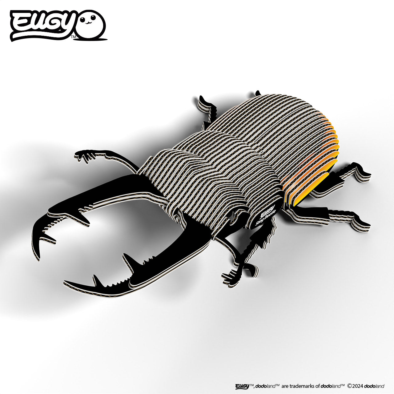 Top view image of of EUGY Stag Beetle on white background.