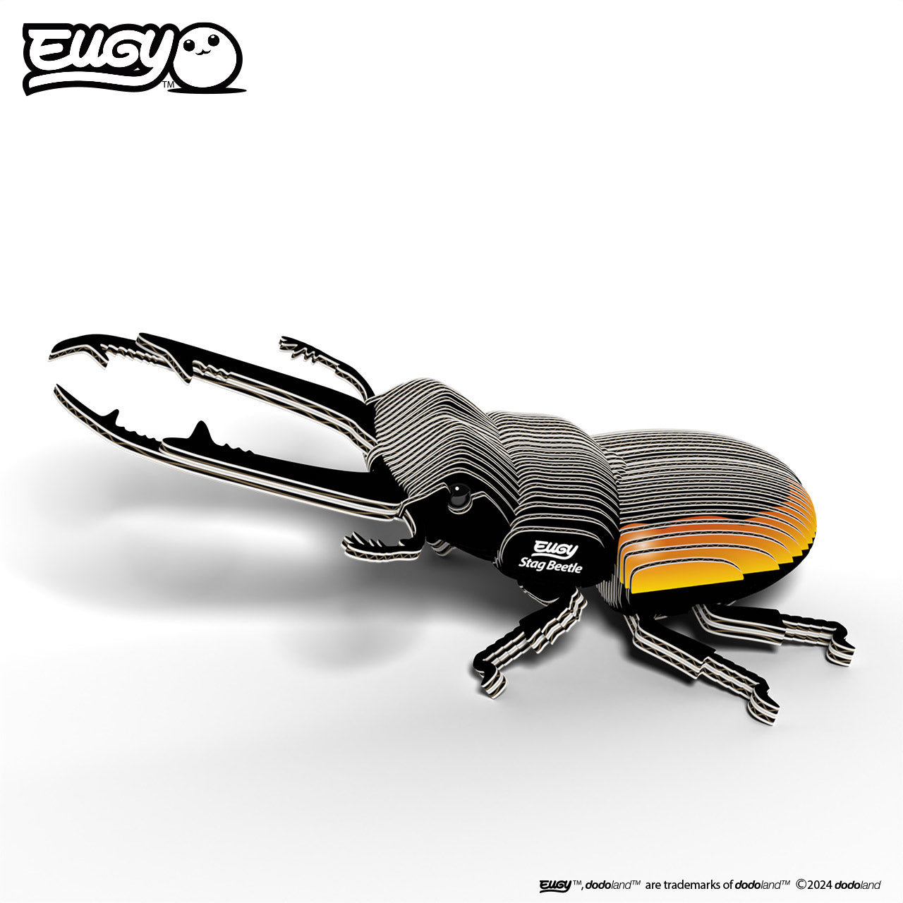 Side view image of of EUGY Stag Beetle on white background.