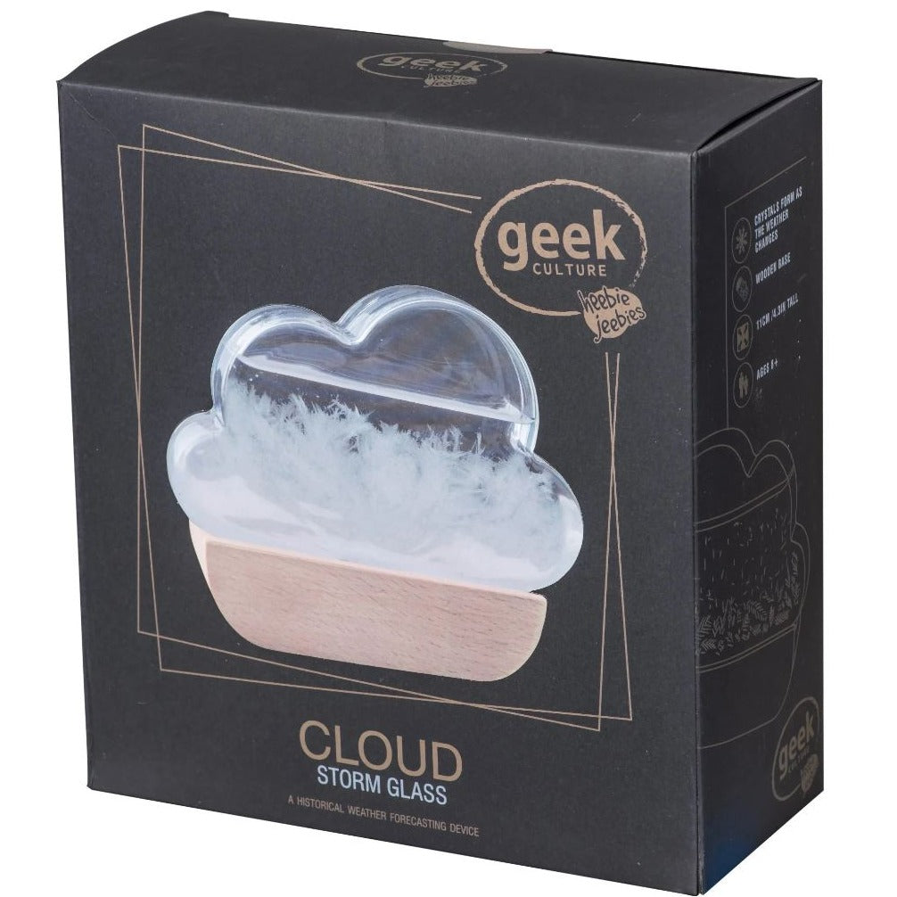 Front view image of Fitzroys Cloud Shaped Storm Glass packaging
