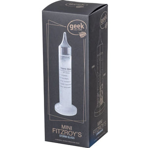 Front view image of Minature Fitzroys Storm Glass packaging