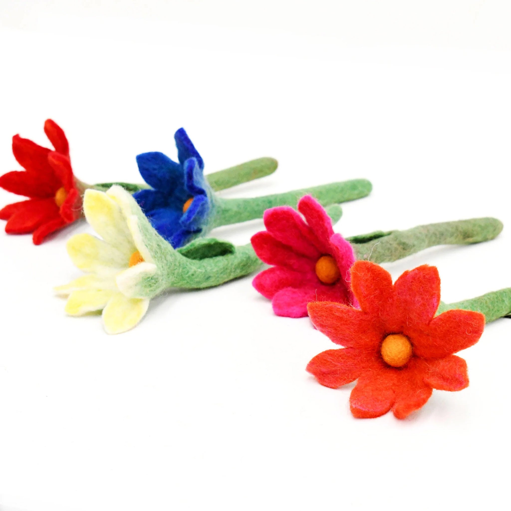 Image of felt flowers showing top of flowers