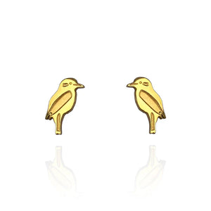 Front view image of Iconic Australian Kookaburra Earring Studs in Gold