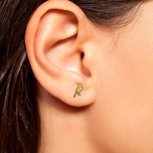 Image of an ear wearing Magpie Earring Stud in Gold