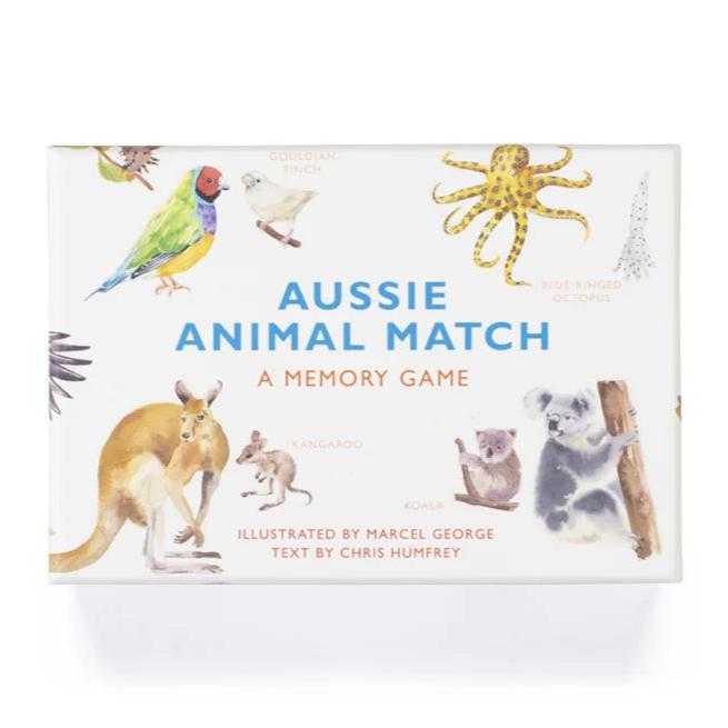 Front view image of Aussie Animal Match memory game packaging 