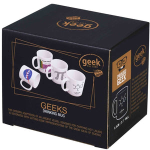 Back view image of white mug with NASA Logo packaging