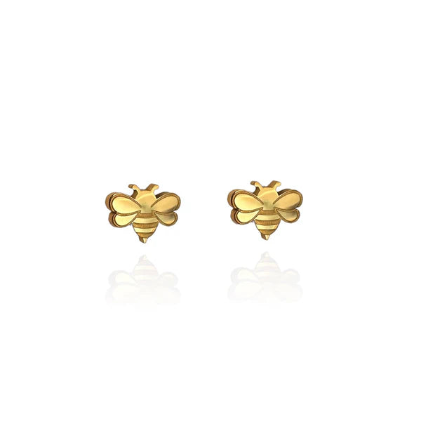Front view image of Bee Earring Studs in Gold