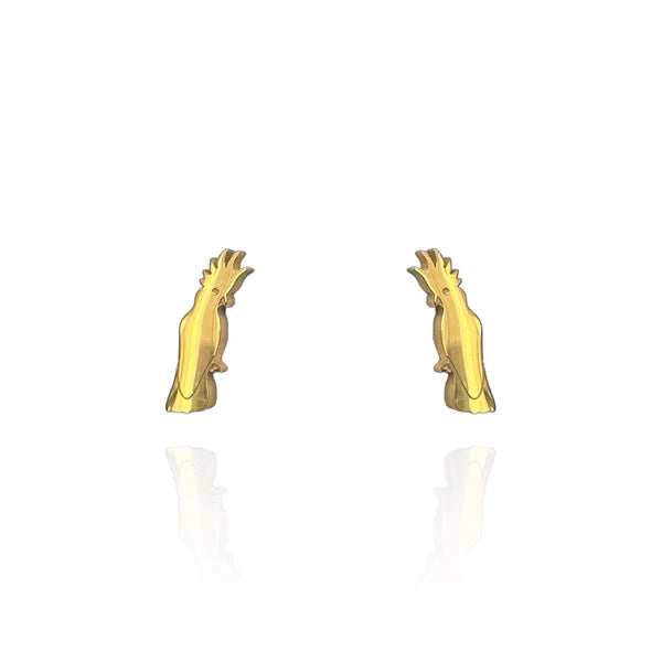 Front view image of Iconic Australian Cockatoo Earring Studs in Gold