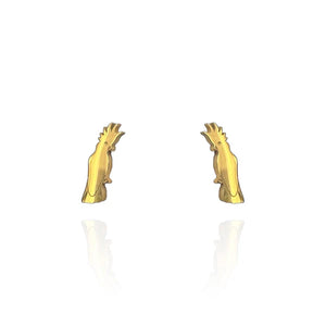 Front view image of Iconic Australian Cockatoo Earring Studs in Gold
