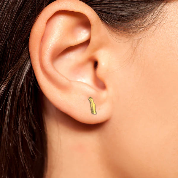 Image of ear wearing Iconic Australian Cockatoo Earring Studs in Gold