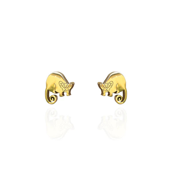 Front view image of Possum Earring Studs in Gold