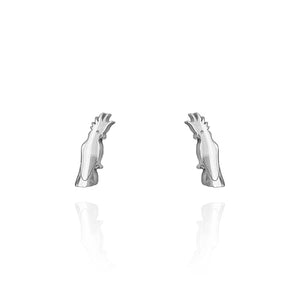 Front view image of Iconic Australian Cockatoo Earring Studs in Silver
