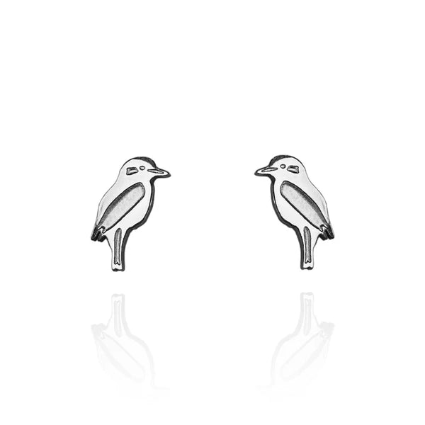 Front view image of Iconic Australian Kookaburra Earring Studs in Silver