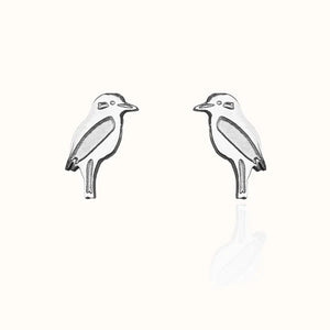 Front view image of Iconic Australian Kookaburra Earring Studs in Silver