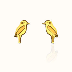 Front view image of Iconic Australian Kookaburra Earring Studs in Gold