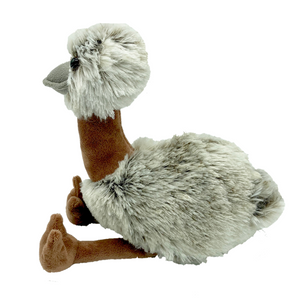 Side view image of plush toy Emu Emma