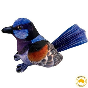 Side view image of Blue Wren Luna plush toy