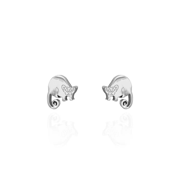 Front view image of Possum Earring Studs in Silver