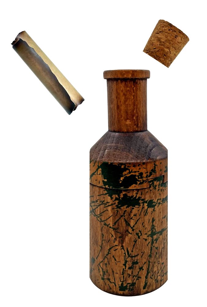 Side view image of packaging of Message in a Bottle by Project Genius on white background.