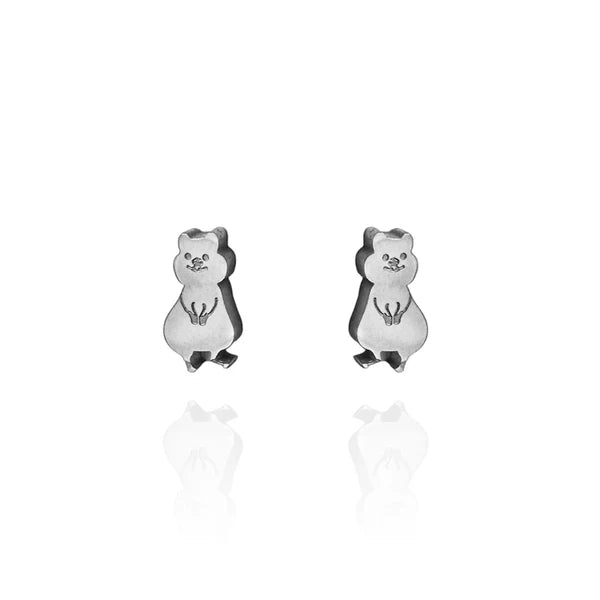 Front view image of Quokka Earring Studs in Silver