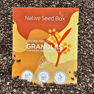 Image of Native Seed Box's smoke infused granules for smoke treatment of seed and packaging