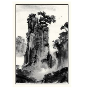 Image of Gift Card by Elise Hurst, showing blank and white water colour painting of mountain with trees.