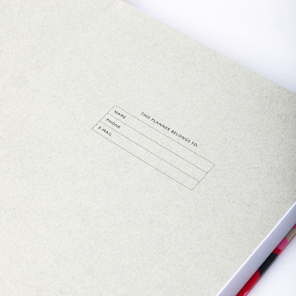 Image of Heron Landscape Daily Planner, showing inside front cover with space for owner details.