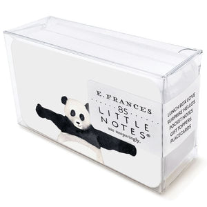 Image of Little Notes: Panda Hug, showing white cards with panda illustration in clear plastic box on white background.