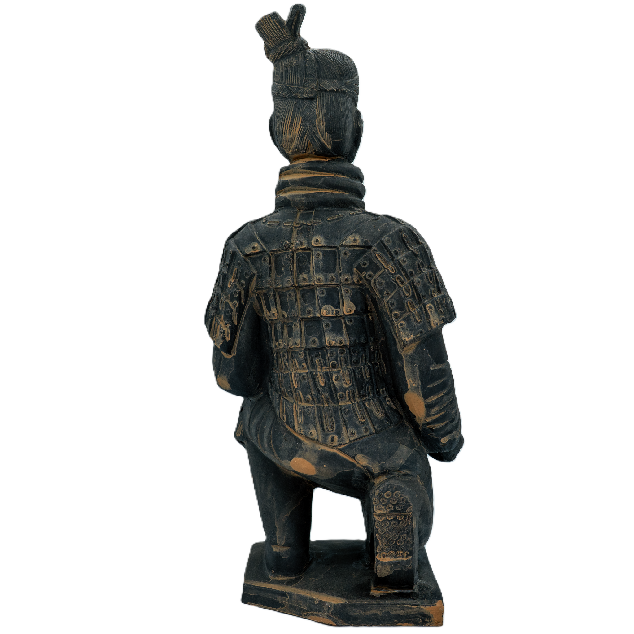 Statue of a warrior in armor on a white background
