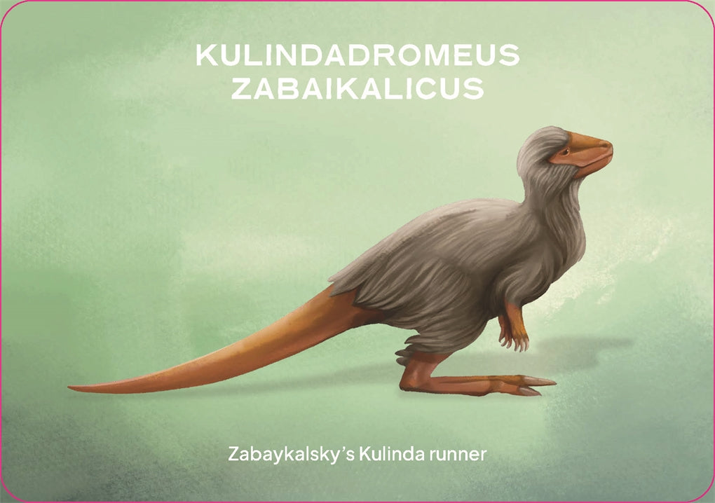 Image of card from the Dinosaur Deck showing drawing of Kulindadromeus Zabaikalicus