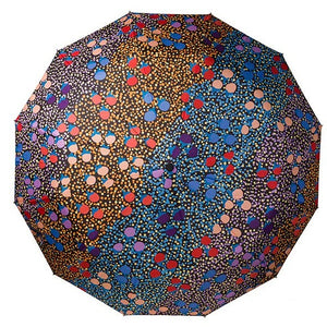 Top view image of open umbrella with artwork by Charlene Marshall