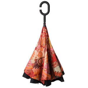 Image of Invert Umbrella with artwork by Theo Hudson showing umbrella when closed