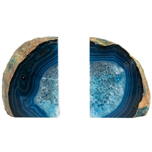 Blue Agate Bookends