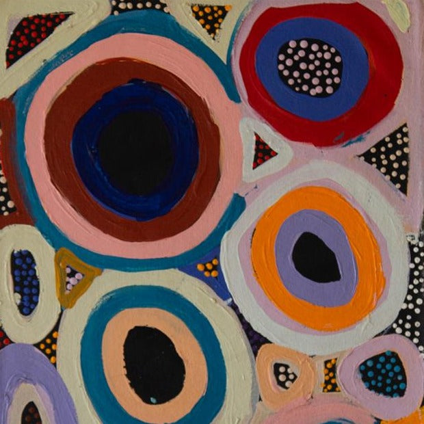 Acrylic on Canvas Painting by Gladys Kuru Bidu of Martu Milli Art Centre