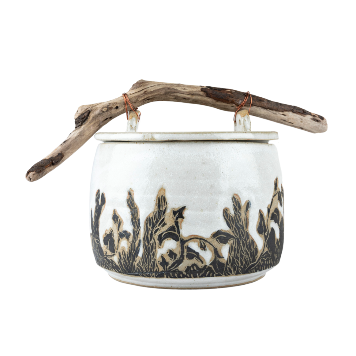Wild Ones Cannister with Driftwood Handle by River Ceramics, Margaret River, WA