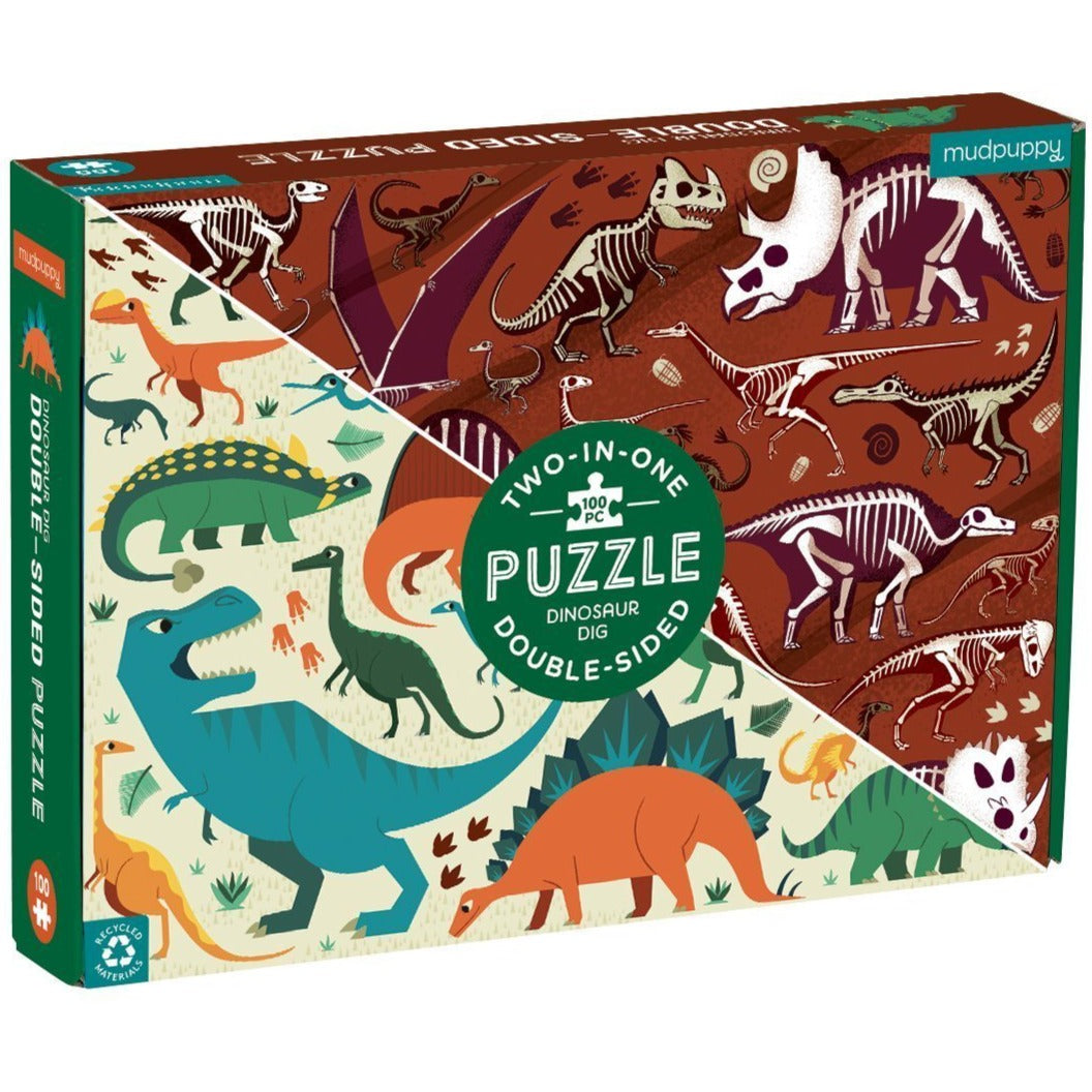 Dinosaur Dig: Double Sided Jigsaw Puzzle 100 Piece